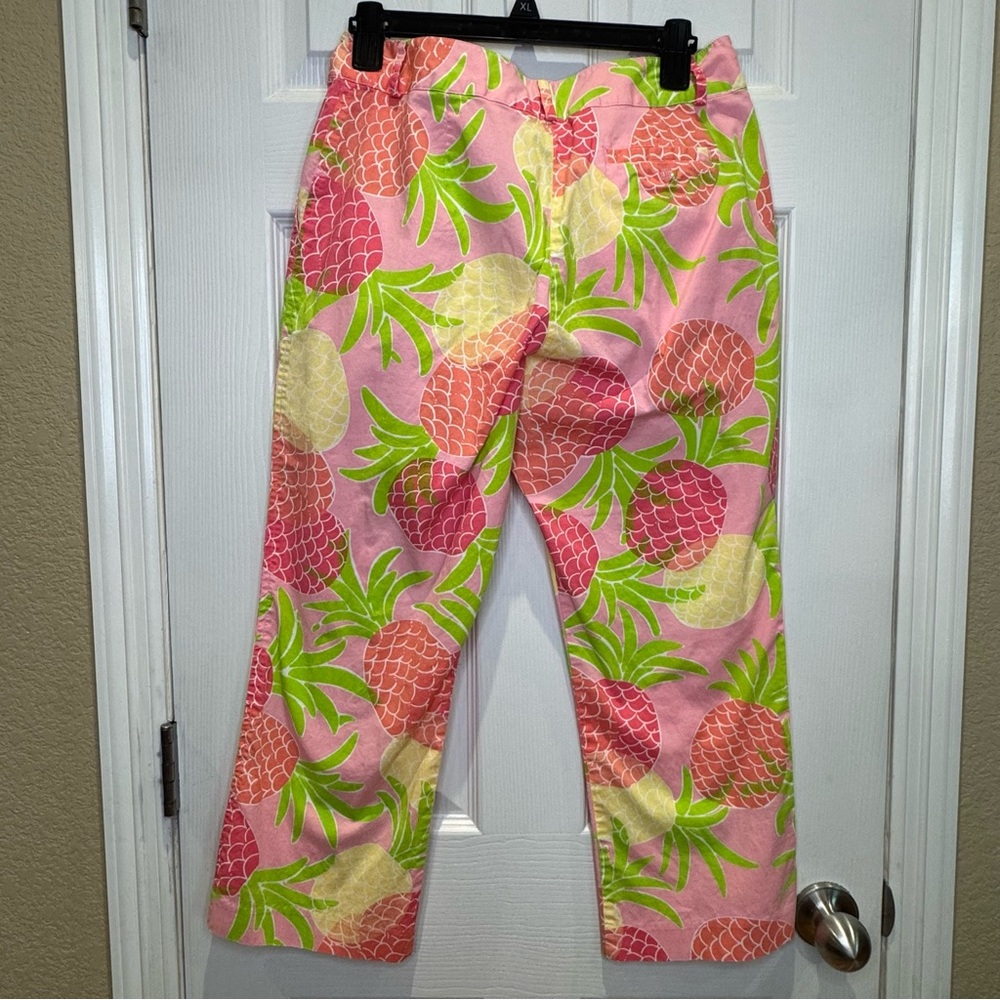 Lilly Pulitzer Women's Size 8 Vintage 90s Pineapple Print Capri Pants Pink Green - Picture 3 of 5